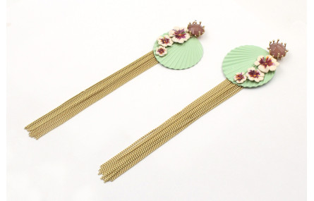 Pendientes perno brillo morado opal, disco ondulad