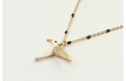 Collar cadena eslabón y microbola negra con colgan