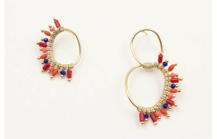 Pendientes irregulares con corales y facetadas cos