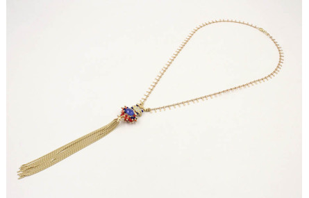 Collar cadena cerillas oro mate con piezas dobles,