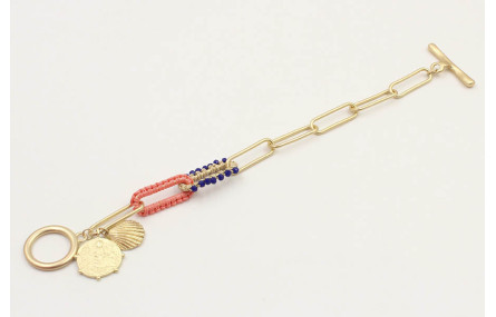 Pulsera cadena eslabón grande con dos eslabones fo