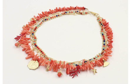 Collar triple con cadena de eslabón ovalado, caden