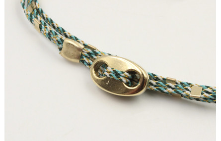 Pulseras micro driza colores azul,gris y oro con t