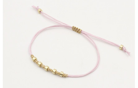 Pulsera hilo macrame lila y nudo microdriza dorado