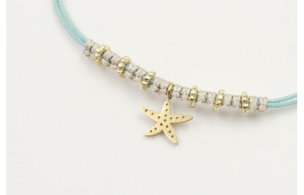 Pulsera hilo macrame menta con nudo macrame microd