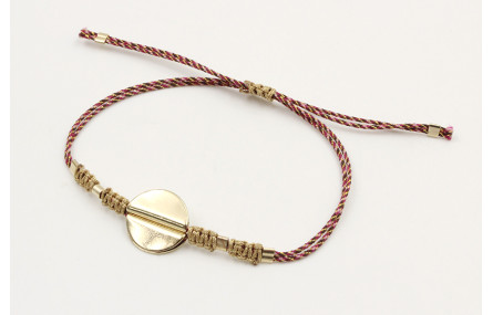 Pulsera hilo microdriza granate y oro con nudo mac