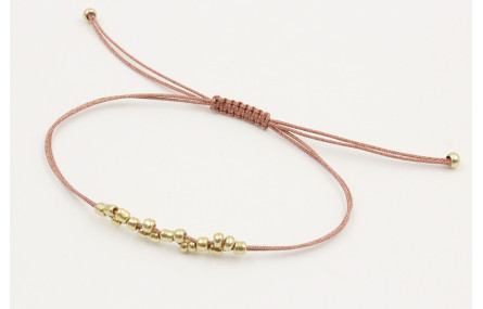 Pulsera hilo microdrusa en oro rosa con abalorio d