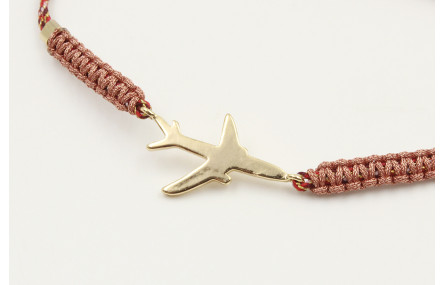 Pulsera hilo granate,oro y microdrusa oro rosa nud