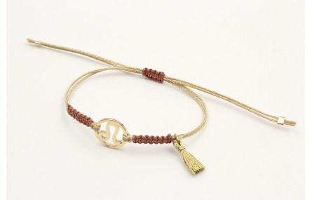 Pulsera hilo macrame oro palido con nudo oro rosa 