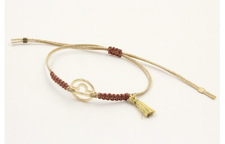 Pulsera hilo macrame oro palido con nudo oro rosa 