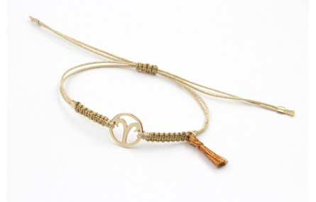Pulsera hilo macrame oro palido con nudo dorado di