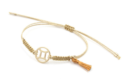 Pulsera hilo macrame oro palido con nudo dorado di