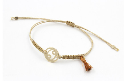 Pulsera hilo macrame oro palido con nudo dorado di