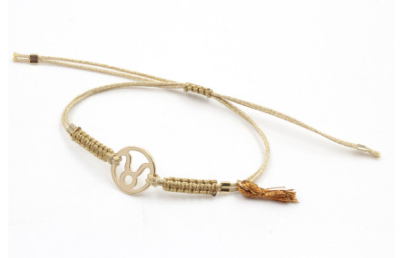 Pulsera hilo macrame oro palido con nudo dorado di