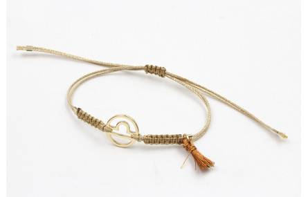 Pulsera hilo macrame oro palido con nudo dorado di