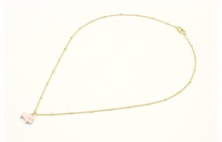 Collar cadena eslabón y micro bola oro mate con co