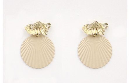 Pendientes perno hoja dorada con disco ondulado es