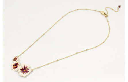 Collar cadena de eslabón y micro bola oro mate con