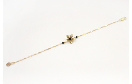 Pulsera cadena con chapitas oro mate con facetas n