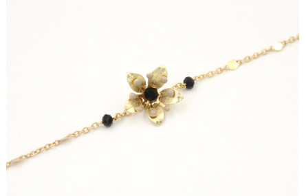 Pulsera cadena con chapitas oro mate con facetas n