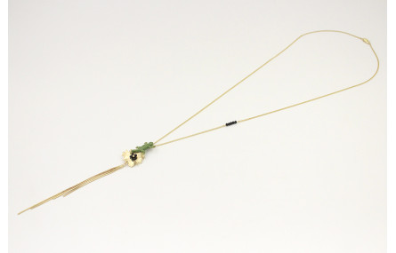 Collar largo cadena eslabón plano oro mate con lag