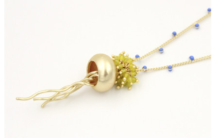 Collar cadena chapitas esmaltadas azules con colga