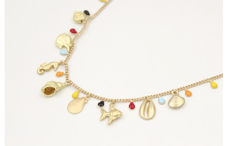 Collar cadena lagrimas esmaltadas colorines con co