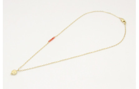 Solitario cadena eslabón pequeño en oro mate con s