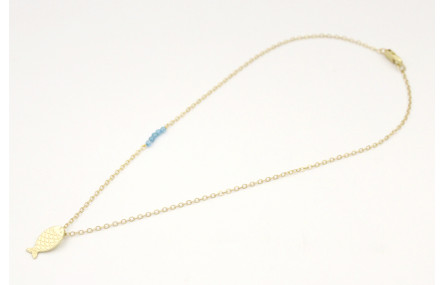 Solitario cadena eslabón pequeño en oro mate con s