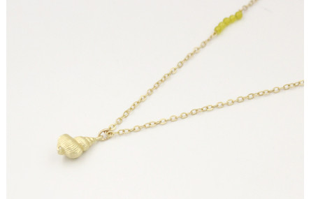 Solitario cadena eslabón pequeño en oro mate con s