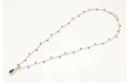 Solitario cadena chapitas esmaltadas azules con co