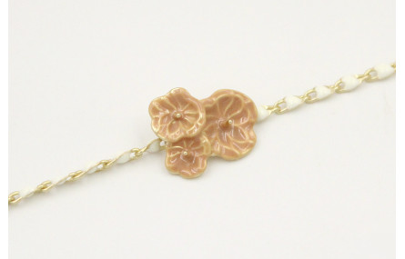 Pulsera de cadena esmaltada blanca con trio esmalt