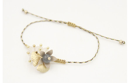 Pulsera hilo micro driza marrón,rosa y oro con mac