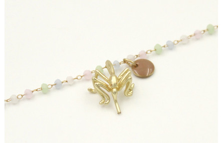 Pulsera cadena facetadas opal verde,rosa,azul,blan