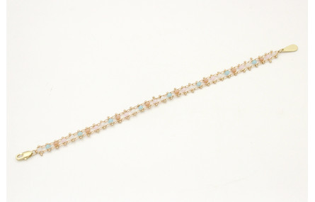 Pulsera cadena carril facetadas opal rosa,marrón,a