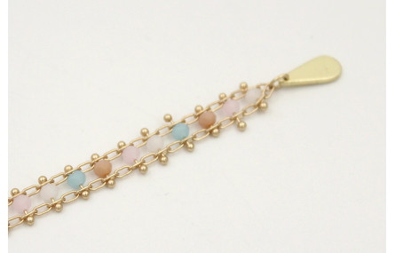 Pulsera cadena carril facetadas opal rosa,marrón,a