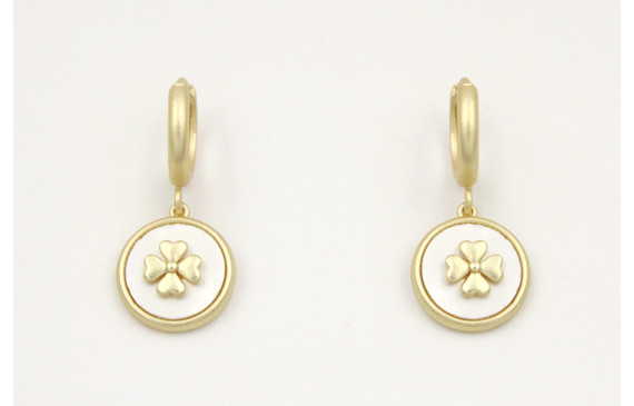 Pendientes cierre aro seguridad con disco nacar en