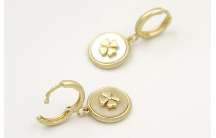 Pendientes cierre aro seguridad con disco nacar en