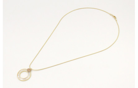 Solitario cadena cordón oro mate con colgante disc