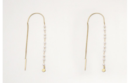 Pendientes curva con cordón cadena oro mate y cade