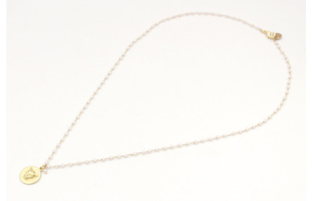 Solitario con cadena de microperlas y colgante dis