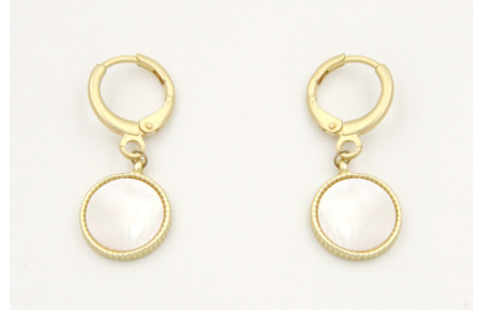 Pendientes cierre de seguridad oro mate con colgan