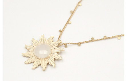 Solitario de cadena con chapitas colgantes oro mat