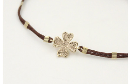 Pulsera hilo macramé marrón chocolate con tubitos 