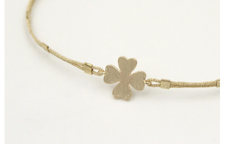 Pulsera hilo macramé metálico dorado pálido con tu