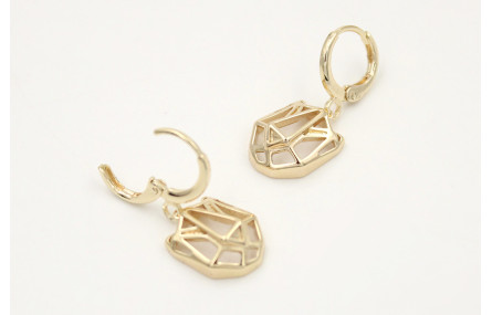 Pendientes aro seguridad dorado con colgante cabez