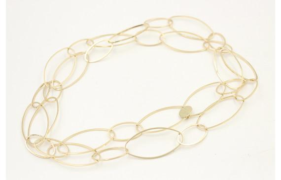 Collar cadena doble ovalo dorada rematada con disc