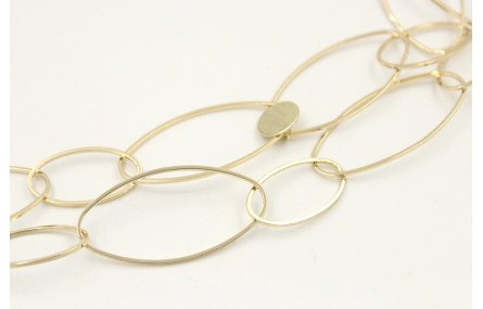 Collar cadena doble ovalo dorada rematada con disc