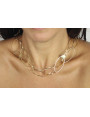 Collar cadena doble ovalo dorada rematada con disc