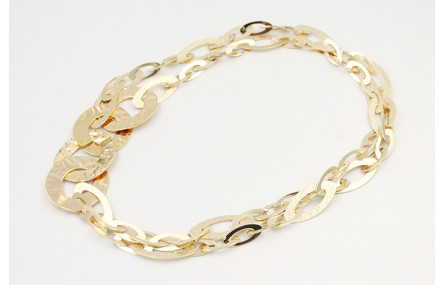 Collar cadena doble eslabón rugoso y liso dorado c